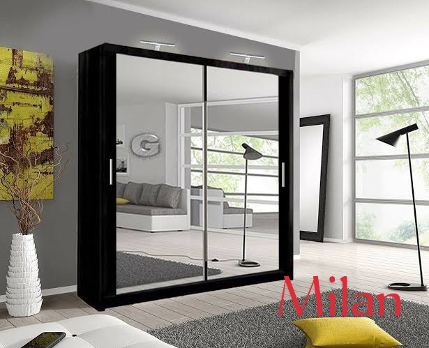 Modern Milan 120cm Sliding Mirror Wardrobe – Space Saving Closet