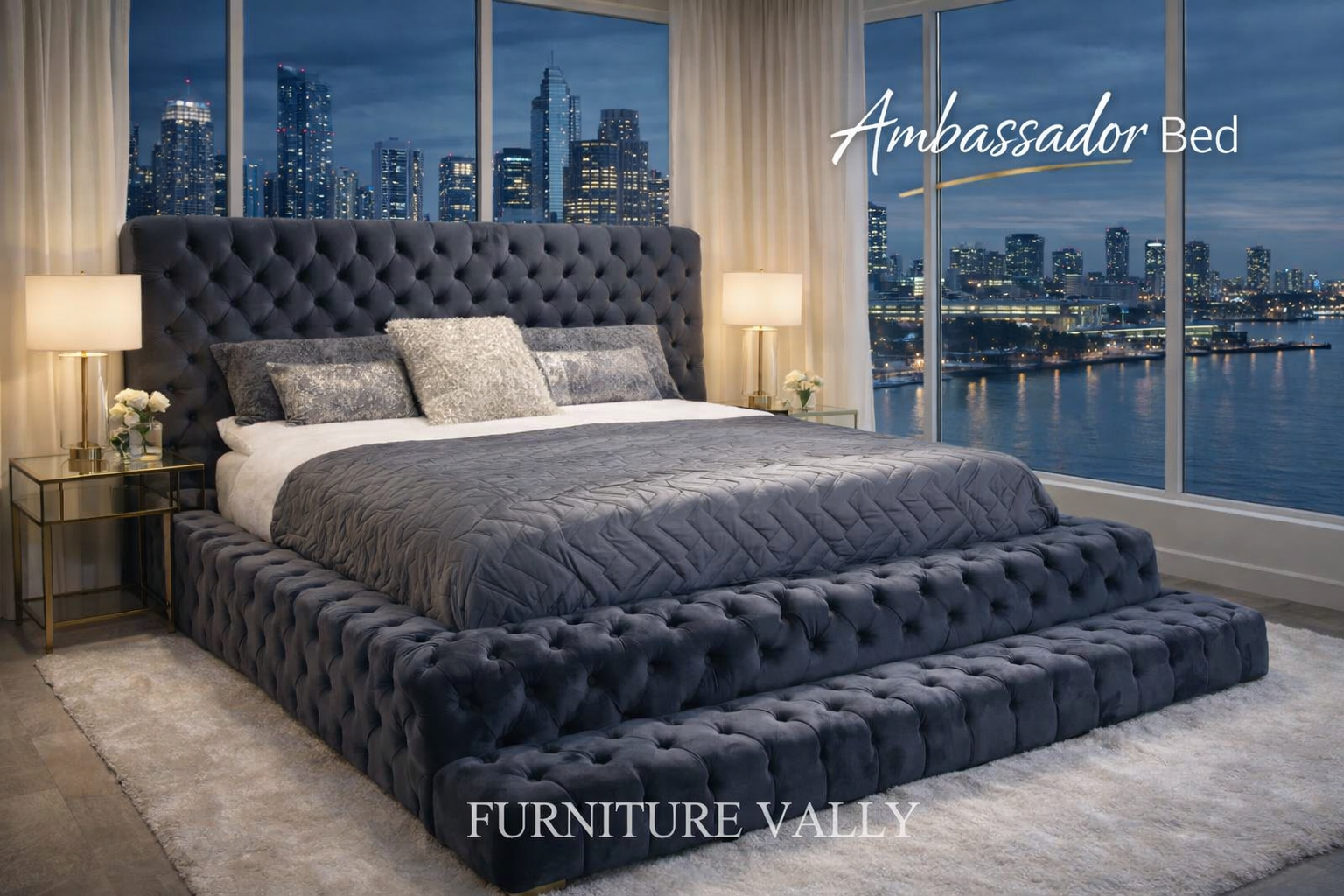 Ambassador Bed Luxury Velvet Upholstered Bed Frame UK