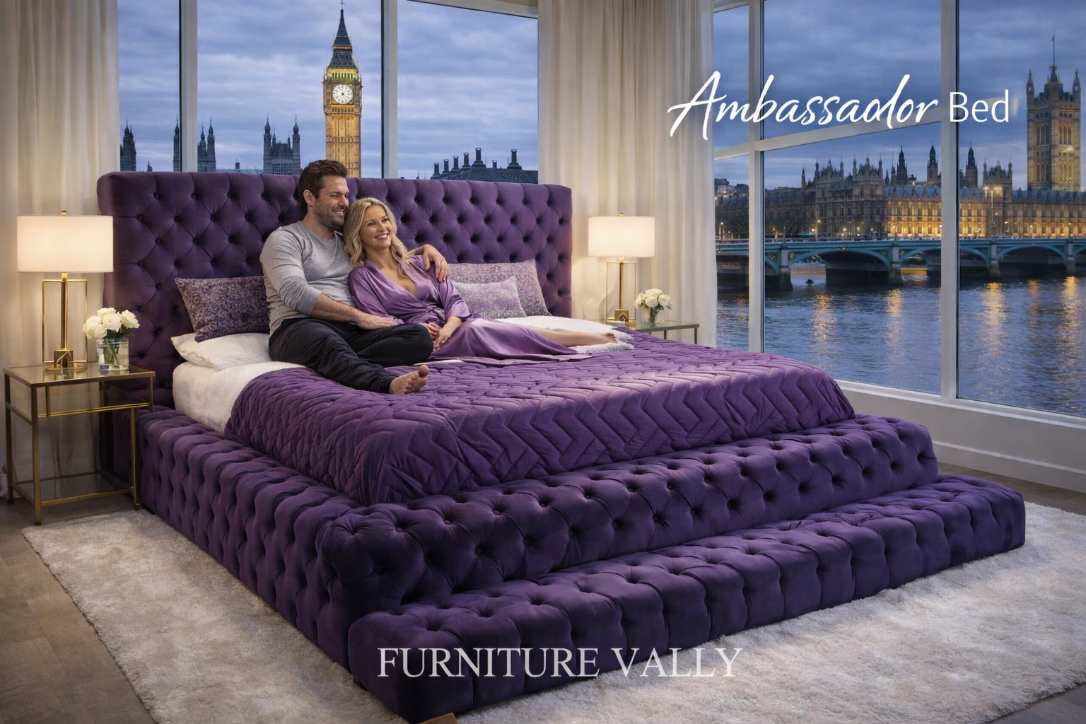 Ambassador Bed Luxury Velvet Upholstered Bed Frame UK