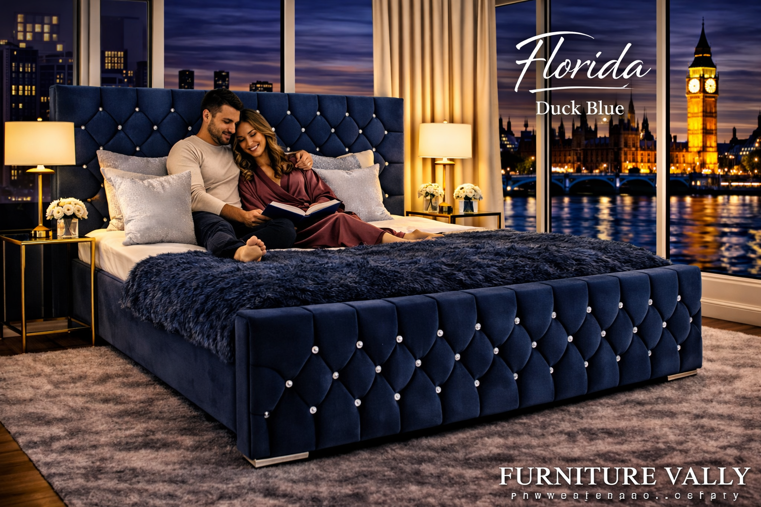 Florida Bed Luxury Velvet Upholstered Bed Frame UK